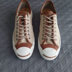 Converse Jack Purcell Tan Canvas / Brown Leather Causal  Sneakers Size 8.5 - 9.
